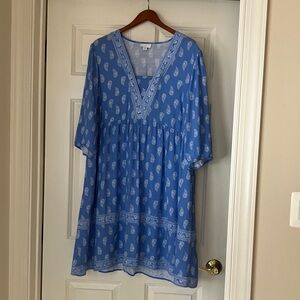 J. Jill Light Blue Paisley Tunic Top
